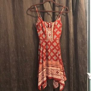 Boho a-symmetric hem line dress
